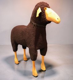 HANNS‑PETER KRAFFT FOR MEIER — RARE CHOCOLATE WOOLY MID‑CENTURY MODERN SHEEP SCULPTURE, GERMANY