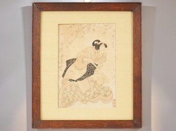 ORIGINAL JAPANESE UTAGAWA TOYOKUNI I – RARE EDO WOODBLOCK WITH SUMI INK & KARAZURI