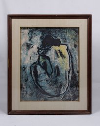 MID CENTURY  PABLO PICASSO COLOR LITHOGRAPH ' BLUE NUDE' GALLERY FRAMED