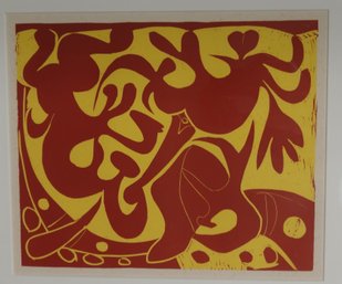PICASSO LINOGRAVURES, 1962 — PLATE 5 'PIQUE ROUGE ET JAUNE' — RARE AUTHORIZED PORTFOLIO EDITION OF 520