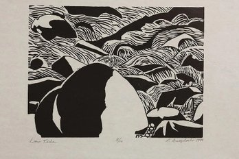 ROBERT ANGELOCH (1922–2011) – 'LOW TIDE' – ORIGINAL SIGNED WOODCUT – 1988 – EDITION 8/10
