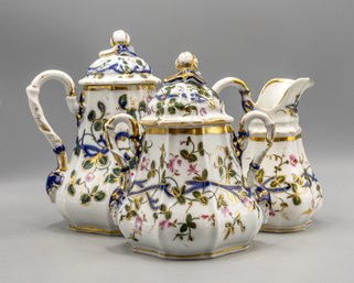 19TH C. ENGLISH VICTORIAN PORCELAIN THREE PIECE TEA / COFFEE SET