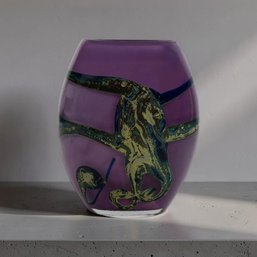 SAMUEL J. HERMAN FOR VAL ST. LAMBERT 'ELDORADO' ART GLASS VASE, BELGIUM, CA. 1980