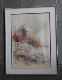 LISTED ARTIST DIANE CLAPP BARTZ 'DORSET RIDGE PATH' WATERCOLOR PAINTING