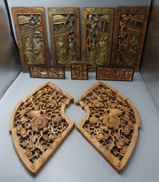 ANTIQUE CHINESE HAND CARVED WOOD PANELS – FIGURAL & FU LION MOTIFS
