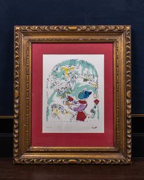 1960s CHAGALL  LE CIRQUE AU CLOWN GALLERY FRAMED  LITHOGRAPH