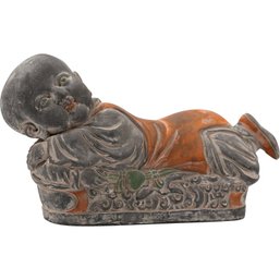 VINTAGE CHINESE OPIUM HEADREST PILLOW STATUE OF CHILD
