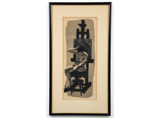 MID CENTURY JOSEPH HIRSCH 1952 NUDE LITHOGRAPH ON PAPER SIGNED IN PENCIL