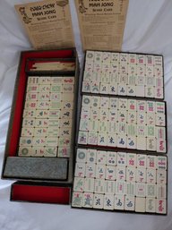 Vintage Pung-Chow Mah Jong Set From The 1920s Includes Hand-painted Tiles, And A Score Card