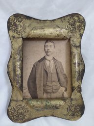Antique Photograph Housed In A Decorative, Gilded-metal Mat Frame With Pressed Floral Details