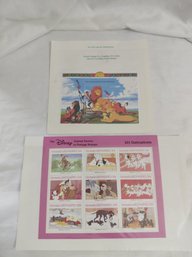Disney Mint Stamp Sheets - Lot Of 2