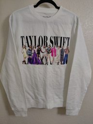 Official Taylor Swift The Eras Tour (Midnights Era) White Crewneck Sweatshirt Med
