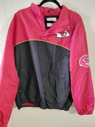 Vintage Kansas City Chiefs Red And Black Colorblock Quarter-zip Windbreaker Pullover Large