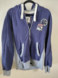 Vintage Puma Athletic Dept. Navy Blue Full-zip Hooded Sweatshirt