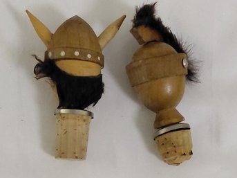 Vintage Wooden Figural Bottle Stoppers