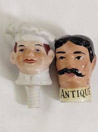 Vintage German Porcelain Figural Bottle Stoppers
