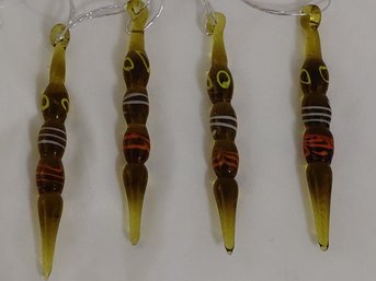 Multicolored Hand-blown Or Artisan-style Glass Icicle Ornaments