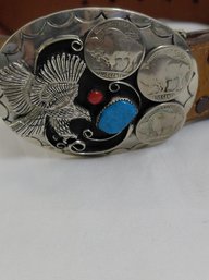 Navajo Eagle, Buffalo Coin, And Turquoise Belt Buckle