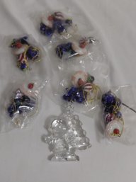 Art Glass Ornament Lot And Peanuts Charlie Brown Ornament