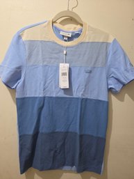 Lacoste Men's Colorblock Striped Cotton Piqué Crew Neck T-Shirt NWT Small