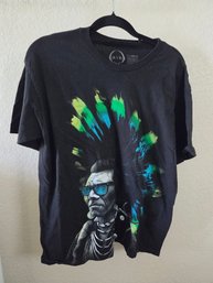 Black Rook Graphic T-shirt Featuring A Stylized Native American Chief LG