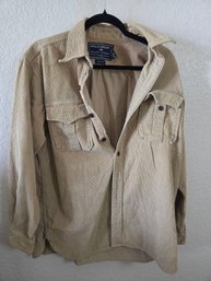 Vintage 1990s Polo Sport Ralph Lauren Tan Corduroy Button-up Shirt Med