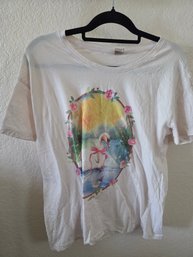 Whimsical, Storybook-style Illustration Of A Swan Wearing A Pink Ribbon Bow Graphic Tee Med