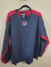 Vintage Y2K Puma Super Bowl XXXIV (2000, Atlanta, Georgia) Navy Blue Pullover Windbreaker Jacket.  MEDIUM