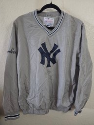 Vintage 1990s New York Yankees MLB Nylon V-neck Pullover Windbreaker Med
