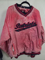 Vintage Red And Blue New England Patriots XXL Gridiron NFL V-neck Pullover Windbreaker Jacket
