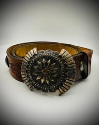 Navajo Sterling Concho Belt  Oscar Alexius, 12 Conchos