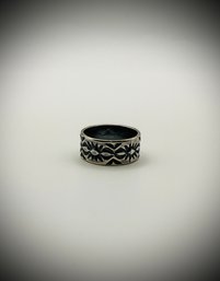 Sterling Stamped Band Ring  Travis Teller (TRT Handmade)  Size 9.75, 7g