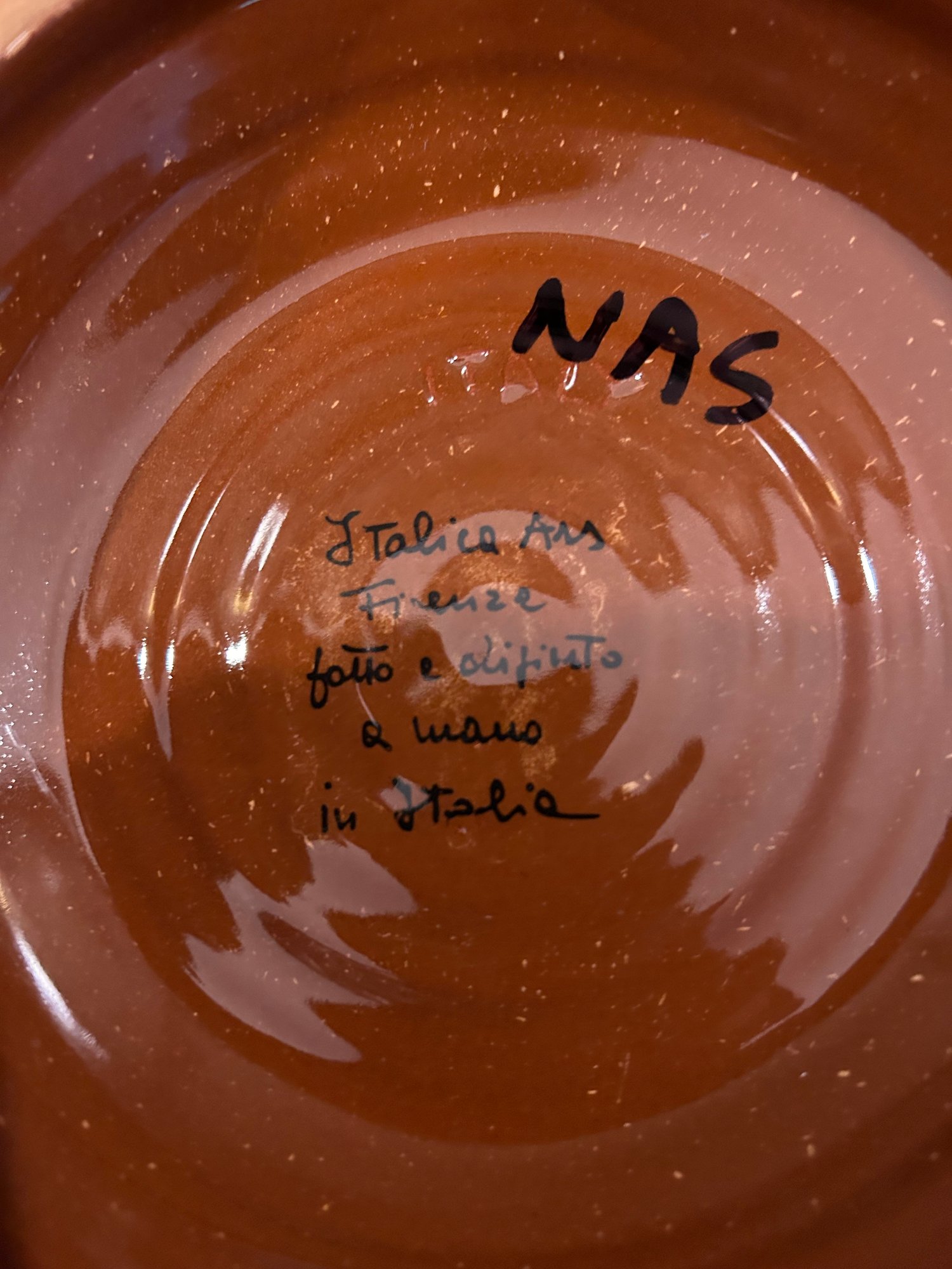 Painted Italian Ceramic Fruit Bowl With Handles 8623