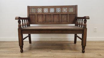 Vintage Wood Bench With Tile Design