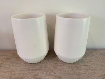 Pair Of D&M White Ceramic Vases
