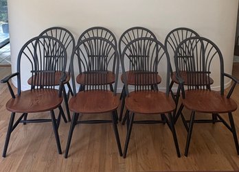 Set Of 8 Windsor Style Black Chairs