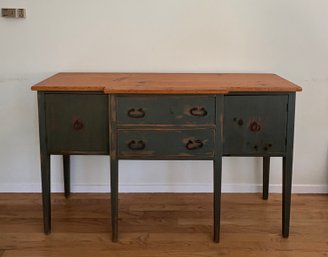 66' Distressed Green Server With Pine Top