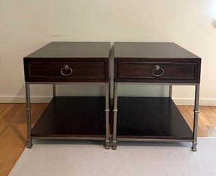 Pair Of Wood And Metal Side Tables