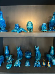 Lot Of Blue Glazed Animal Ceramics