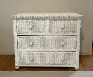 37' White Wicker Dresser