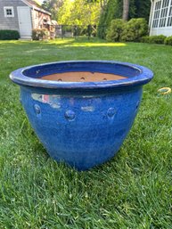 Glazed Blue Ceramic Planter