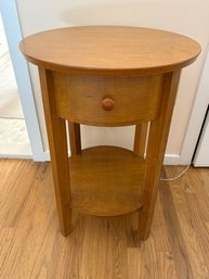 Round Pine Nightstand Side Table