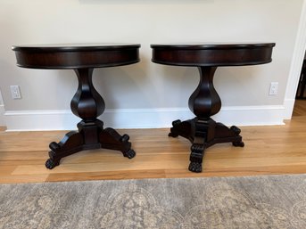 Pair Of Ralph Lauren Mahogany Pedestal Tables