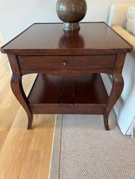 Mahogany End Table With Drawer And Lower Storage