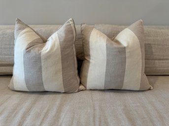 Pair Of Beige And Cream Striped 18' Throw Pillows