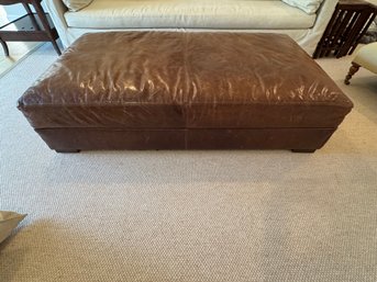 Restoration Hardware Brown Leather Ottoman