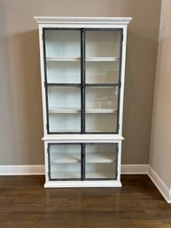 Tall White Painted Bookcase Cabinet With Glass Doors (1 Of 2)
