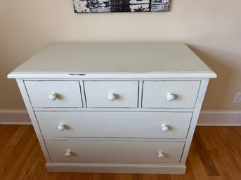 Cream Colored Distressed Chest Of Drawers