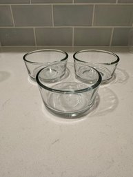 Set Of Three Anchor Hocking 1 Cup Glass Bowls