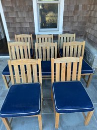 8 Mission Teak Chairs With Cushions